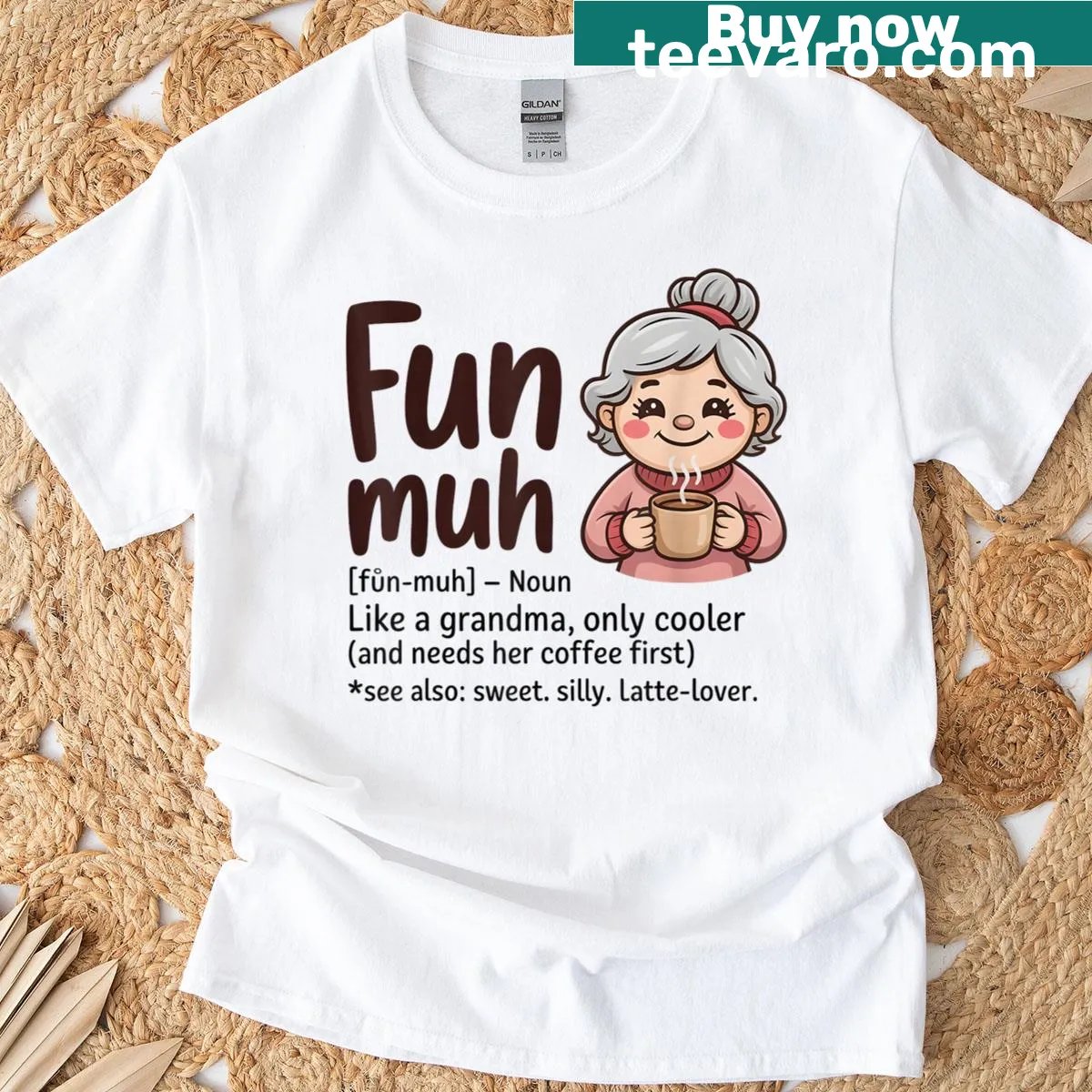 Funny grandparents coffee t-shirt featuring Funma and Funpa text — on a men's t-shirt
