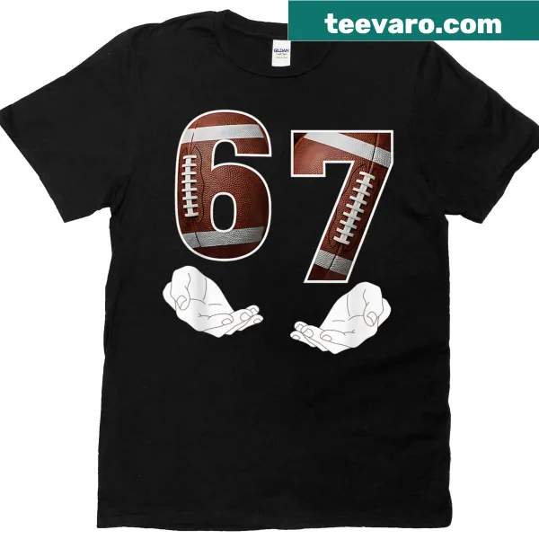 Funny football-themed T-shirt with six and seven meme design