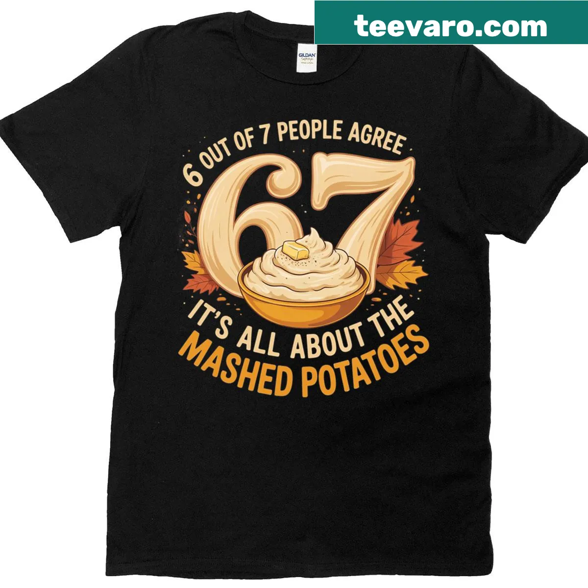 Thanksgiving-themed shirt for mashed potato lovers with humorous text — on a men's t-shirt