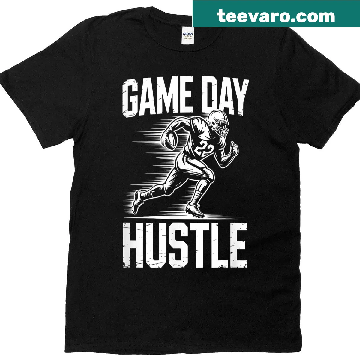 Motivational football graphic T-shirt for game day — on a men's t-shirt