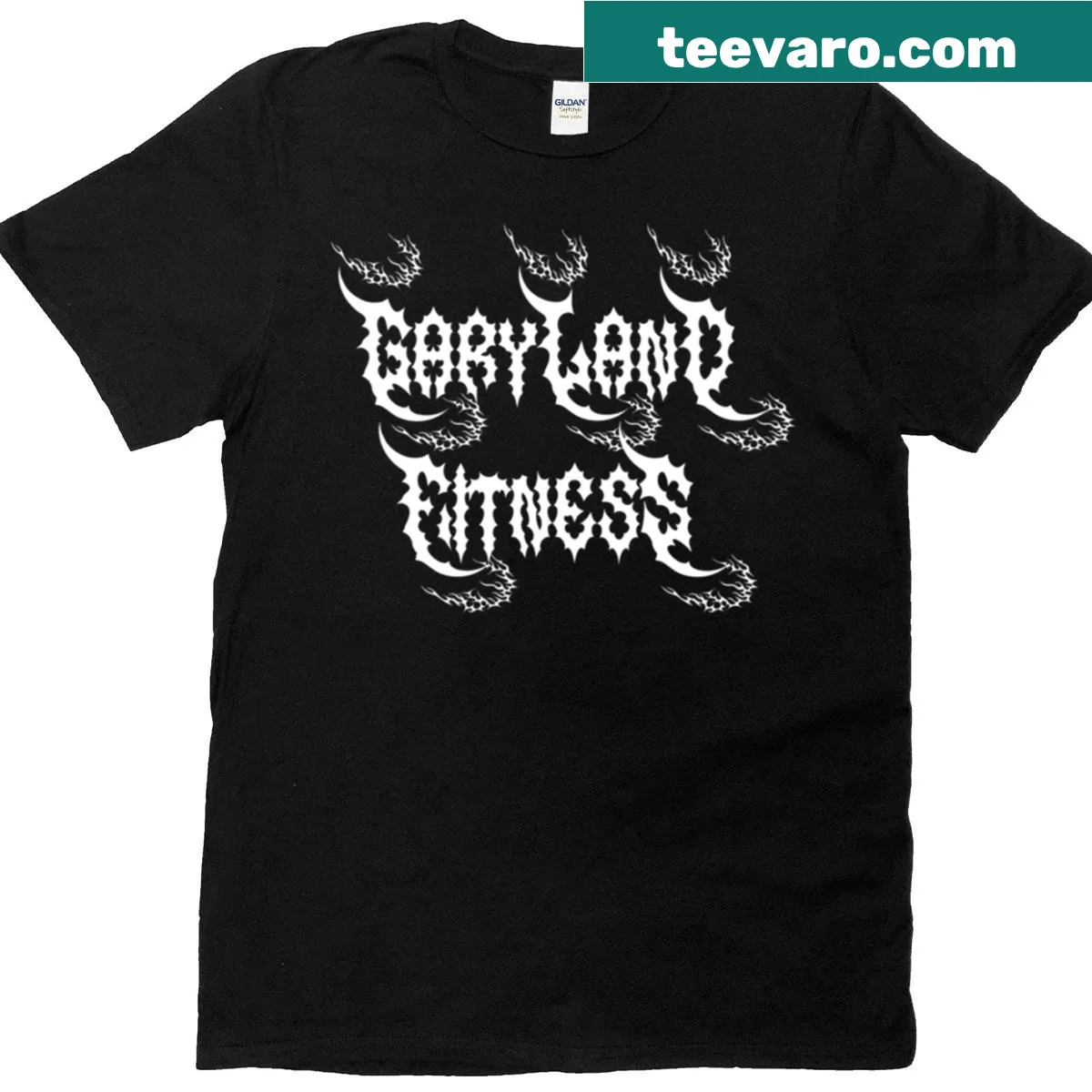 Dark tribal logo on a gym t-shirt for fitness enthusiasts — on a men's t-shirt