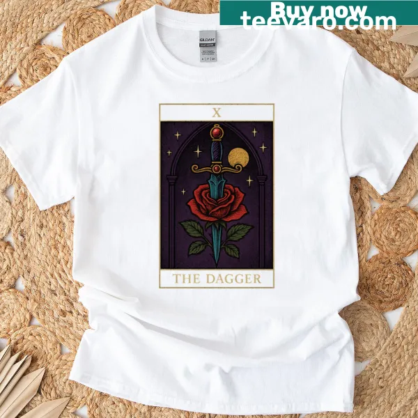 Illustration of Gothic Tarot Dagger card on a T-shirt