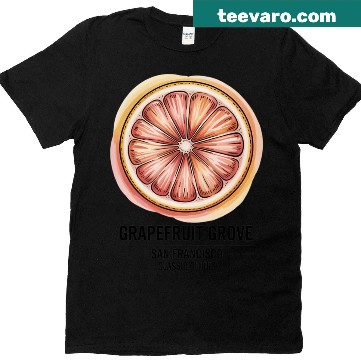 Nature-inspired graphic of grapefruit trees on a t-shirt — on a men's t-shirt
