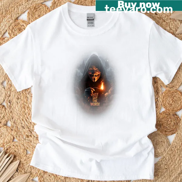 Iconic Guy Fawkes design T-shirt representing rebellion and history.