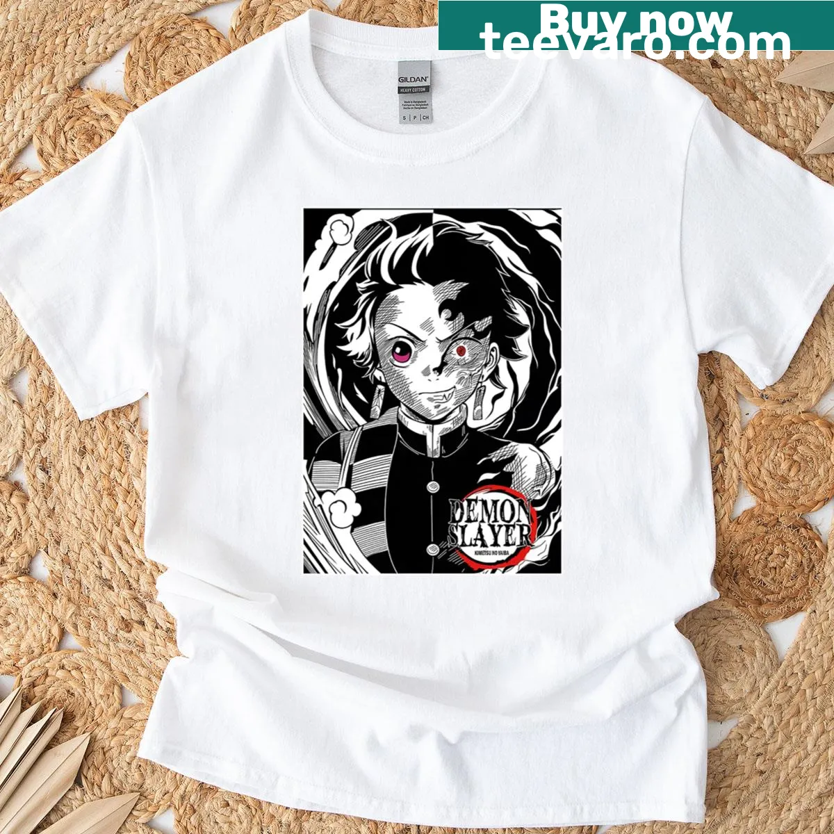 Fantasy T-shirt with half-demon transformation illustration — on a men's t-shirt