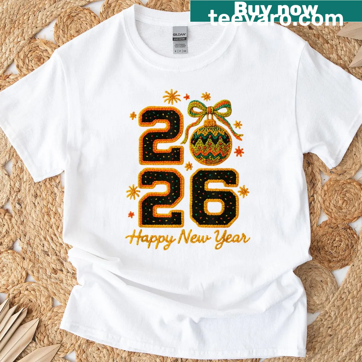 Matching family t-shirts for New Year 2026 — on a men's t-shirt
