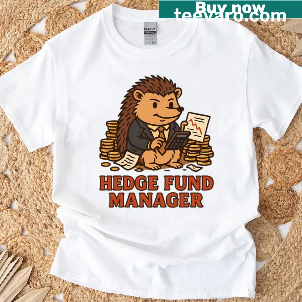 Funny oversized t-shirt with retro hedgehog and finance theme