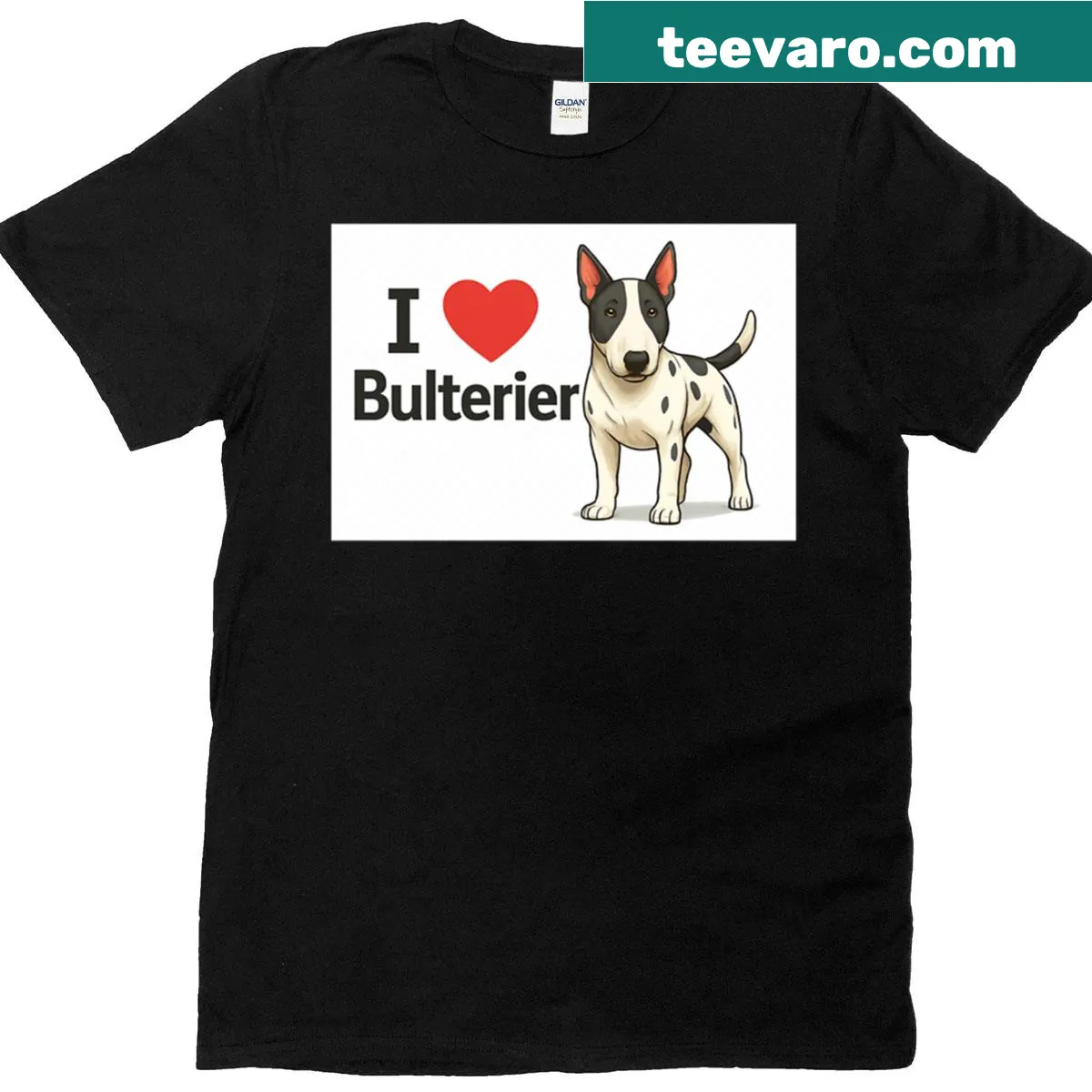 Cute t-shirt showing love for Bulteriers — on a men's t-shirt
