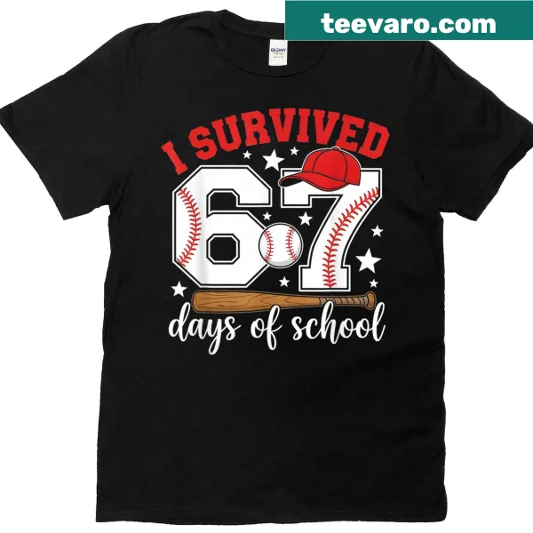 Sporty T-shirt celebrating survival of school with baseball theme