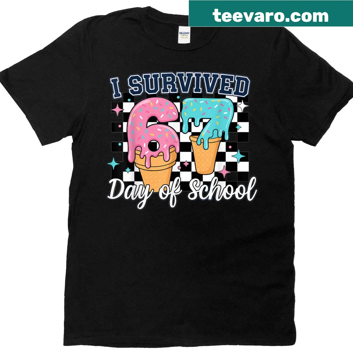 Funny school tee with ice cream theme and humorous text — on a men's t-shirt