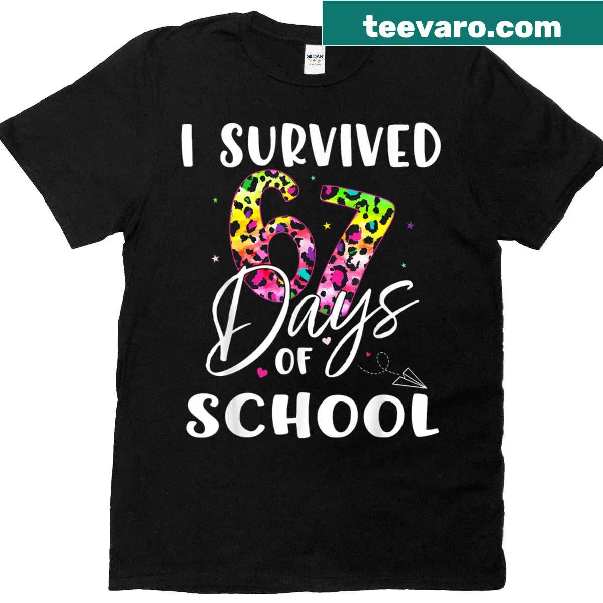 Funny T-shirt stating I Survived 67 Days Of School — on a men's t-shirt