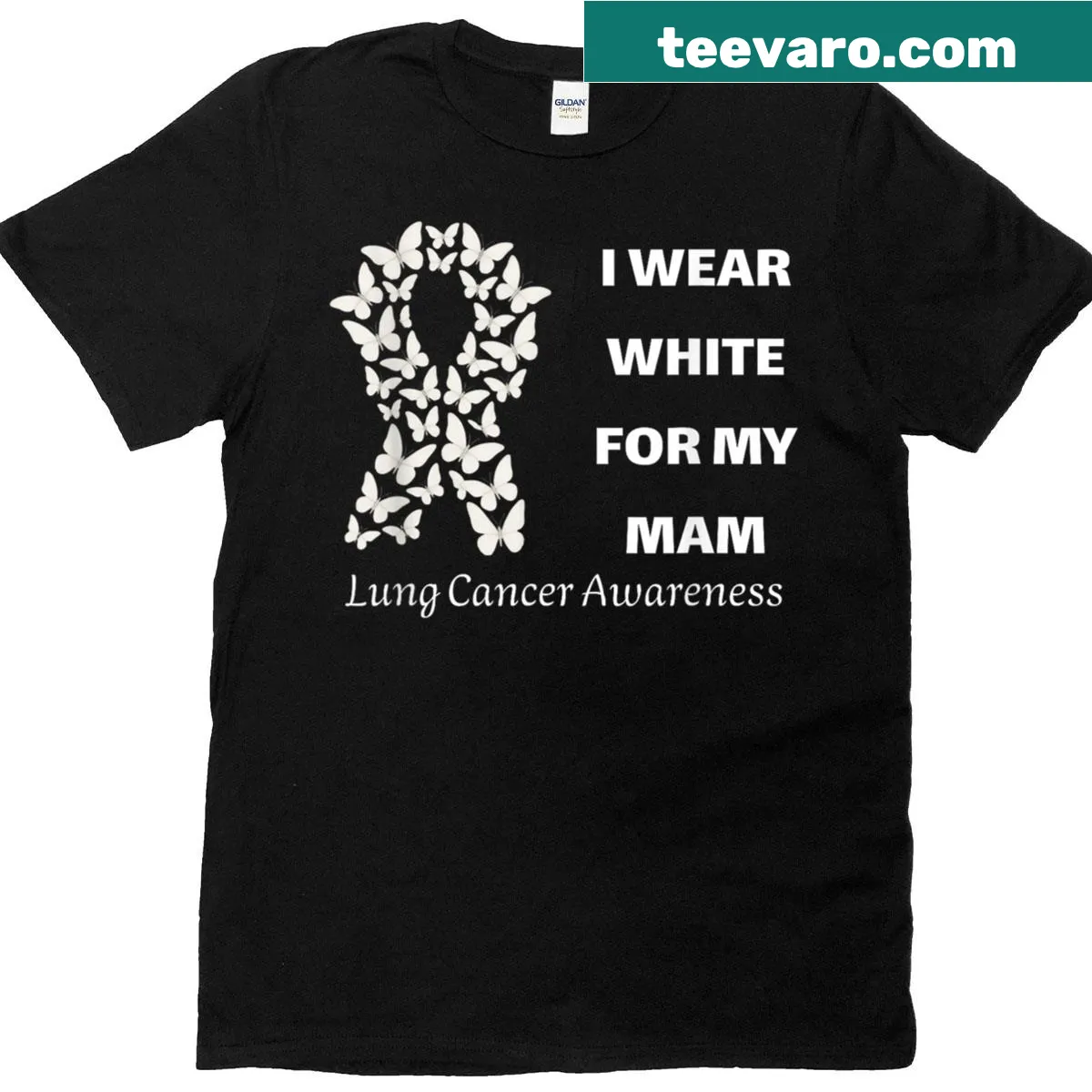 Lung cancer awareness T-shirt with a supportive message — on a men's t-shirt