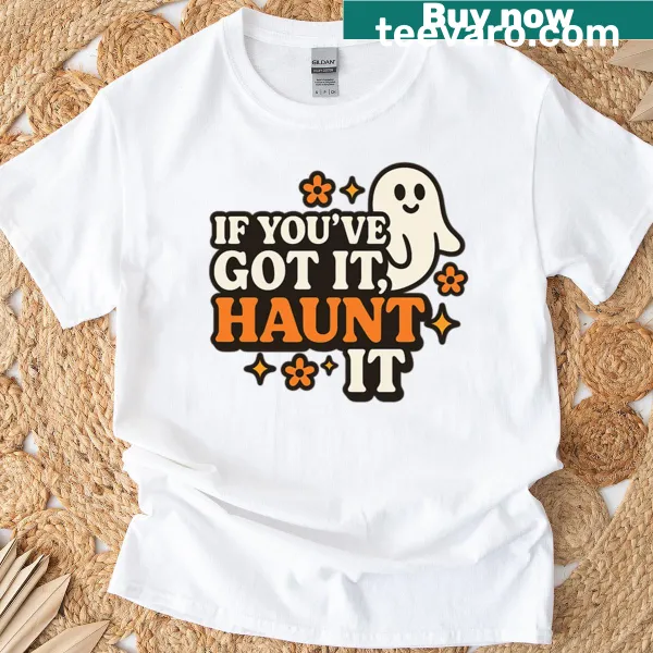 Cute retro Halloween ghost design with playful text