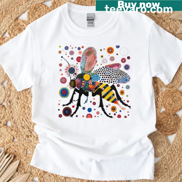 Illustrative graphic of a detailed wasp on a t-shirt