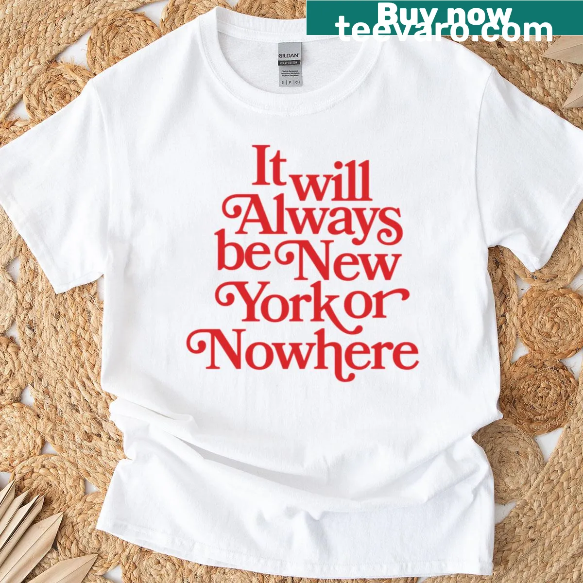 T-shirt with the phrase 'It Will Always Be New York Or Nowhere' celebrating the city. — on a men's t-shirt