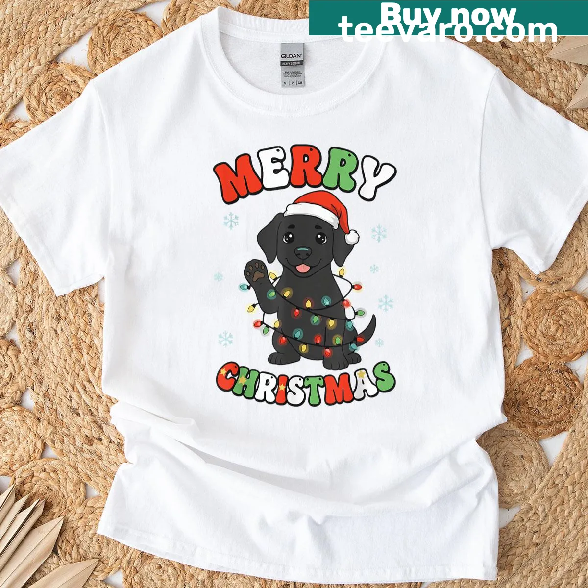 Christmas T-shirt for women featuring a Labrador design for dog lovers — on a men's t-shirt