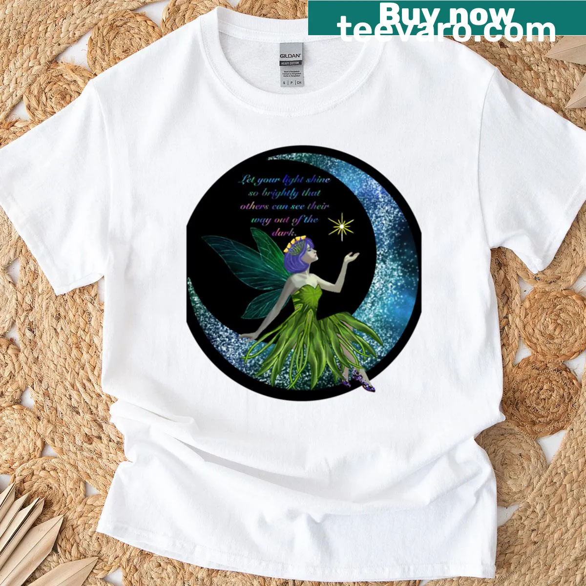 Inspirational t-shirt with the phrase Let You Light Shine in stylish typography — on a men's t-shirt
