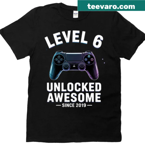 Level 6 Unlocked video game birthday t-shirt for boys