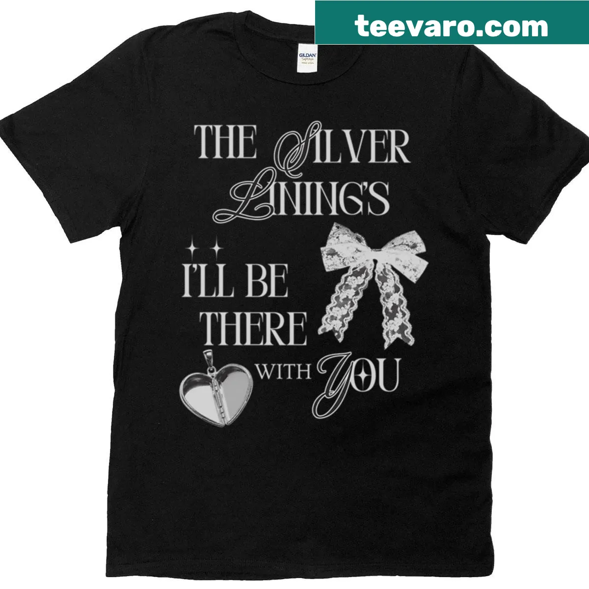 Dark-themed t-shirt featuring lyrics from The Silver Lining — on a men's t-shirt