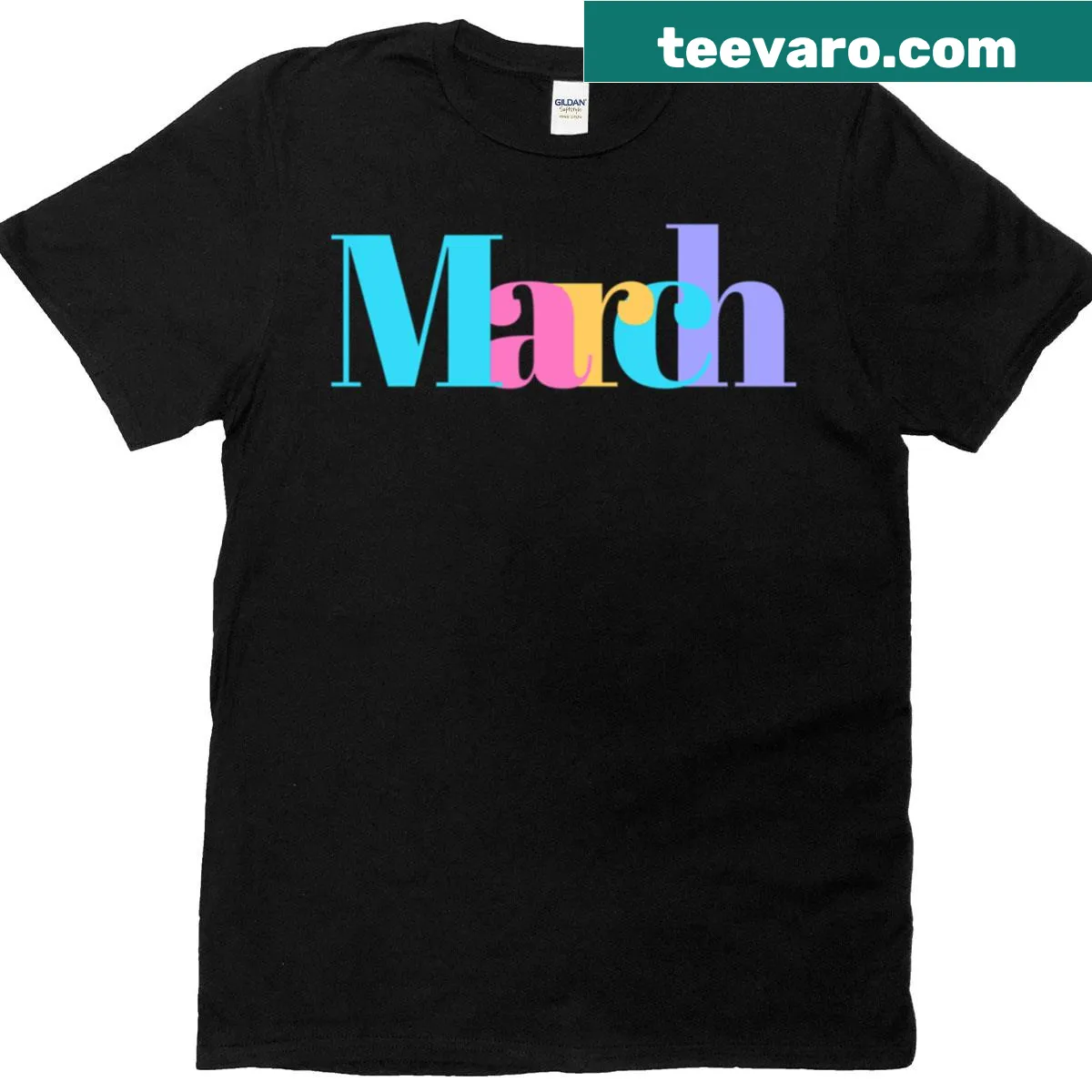 Oversized T-shirt with retro colorful typography design — on a men's t-shirt