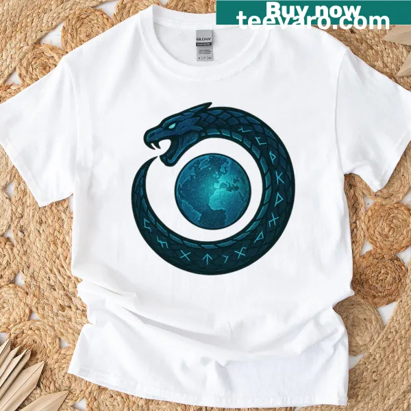 Illustrated T-shirt featuring the Midgard Serpent in intricate detail