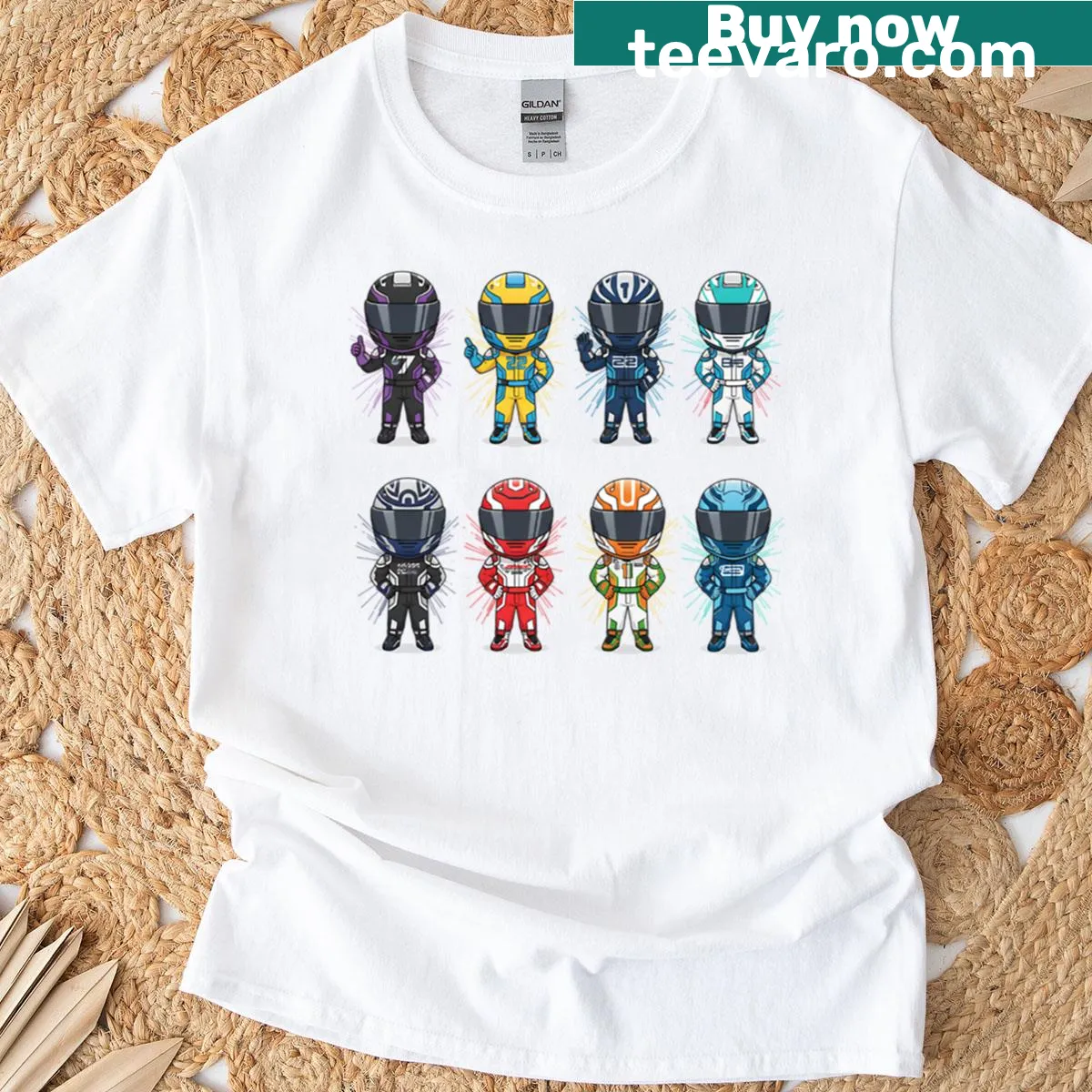 Dynamic helmet graphic on Mini Racer Squad T-shirt for kids — on a men's t-shirt