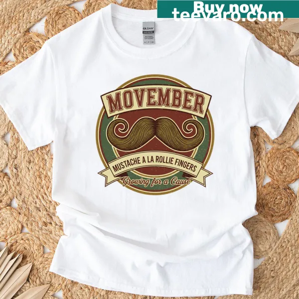 Vintage-style T-shirt with handlebar mustache badge