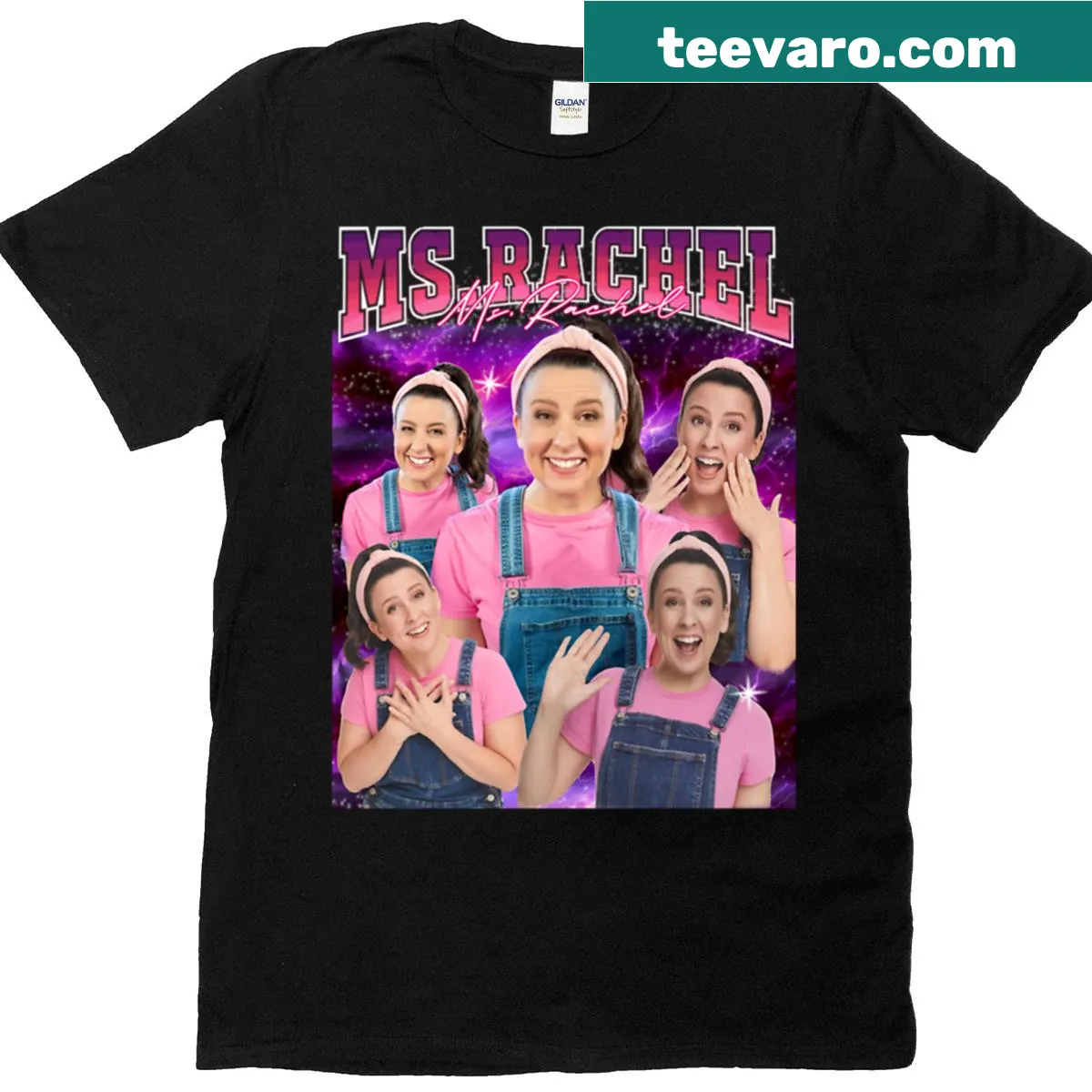 Retro T-shirt featuring Ms. Rachel design from the 90s — on a men's t-shirt