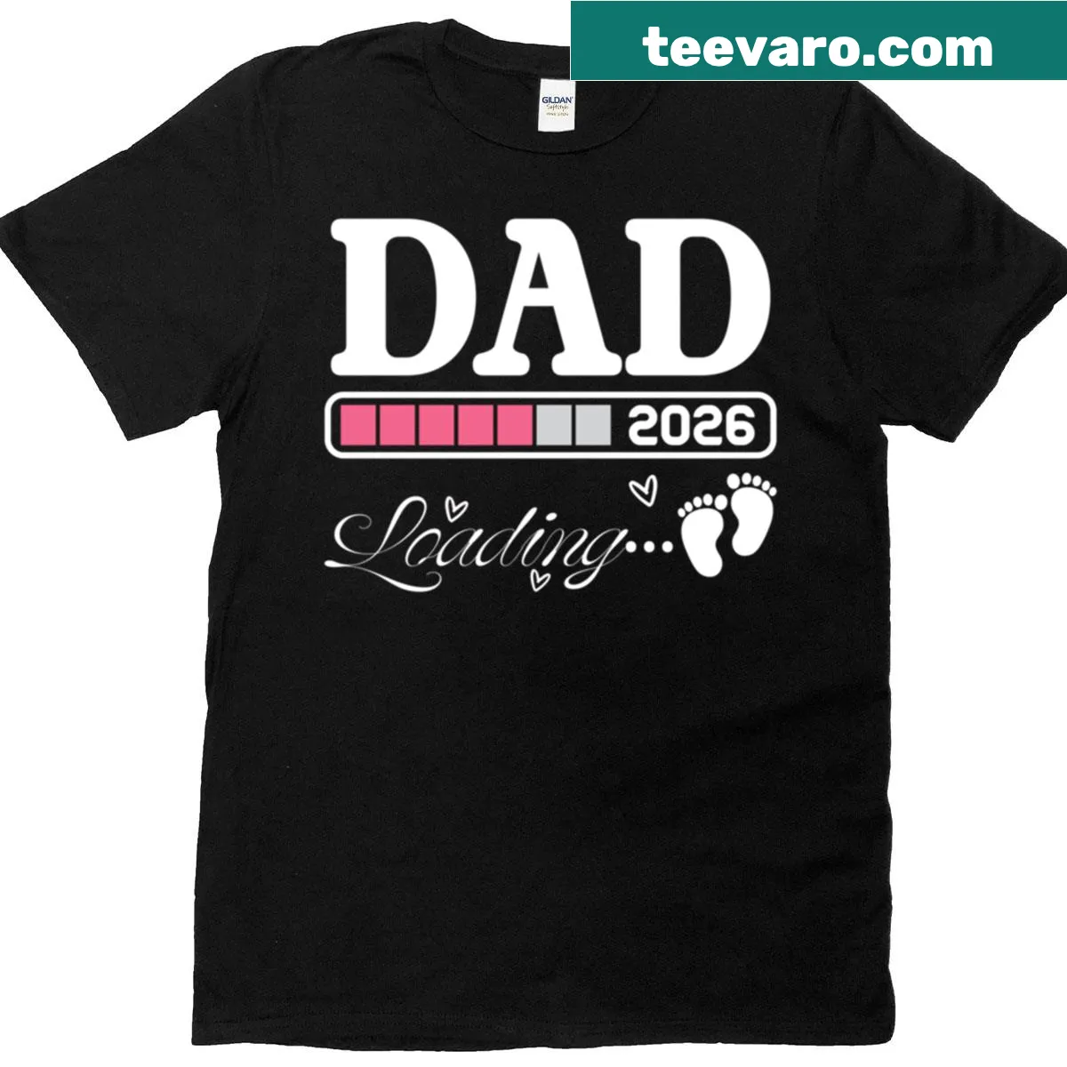 Funny t-shirt with 'New Dad 2026 Loading' graphic — on a men's t-shirt