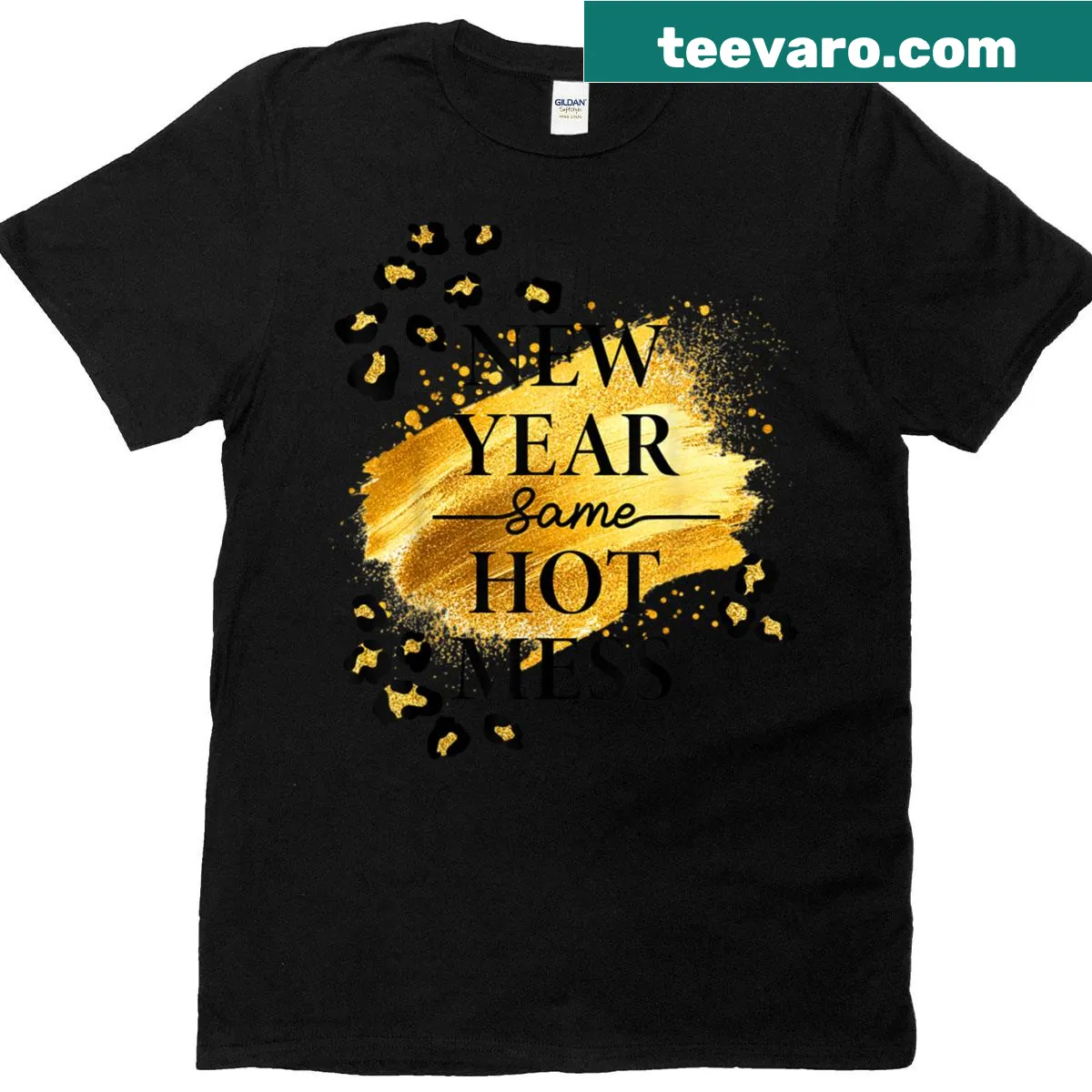 Funny New Year T-shirt with hot mess theme — on a men's t-shirt