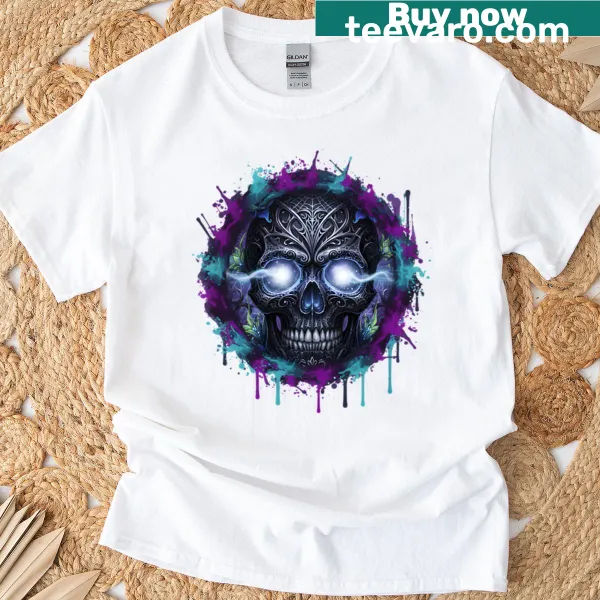 Skull graphic T-shirt with intricate details for horror fans