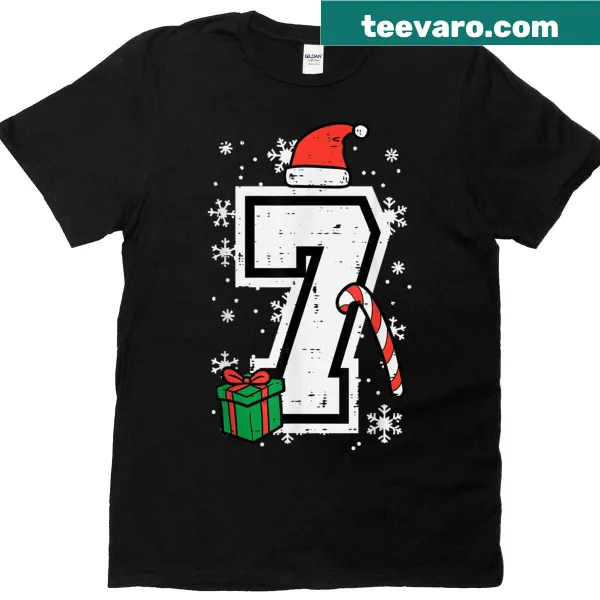 Playful numbers 6 and 7 Christmas themed t-shirt