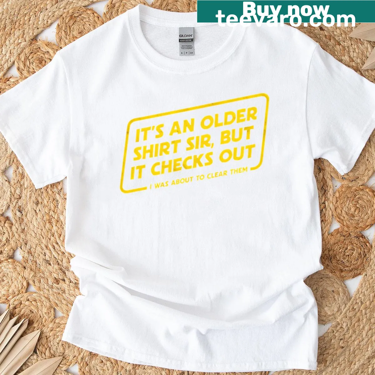 Funny quote design featuring 'Older But It Checks Out' text — on a men's t-shirt