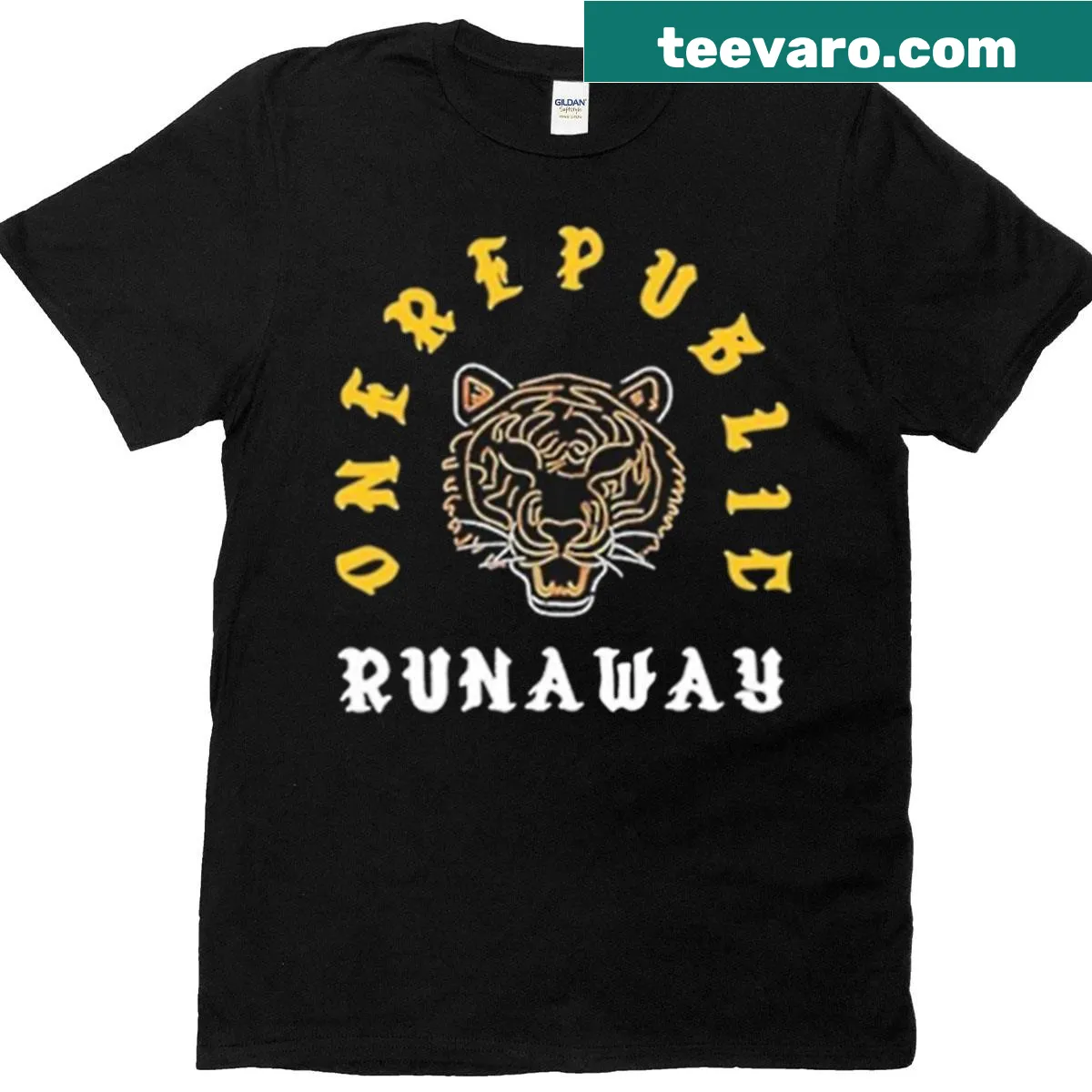 Illustrative t-shirt featuring a tiger design with One Spirit text — on a men's t-shirt