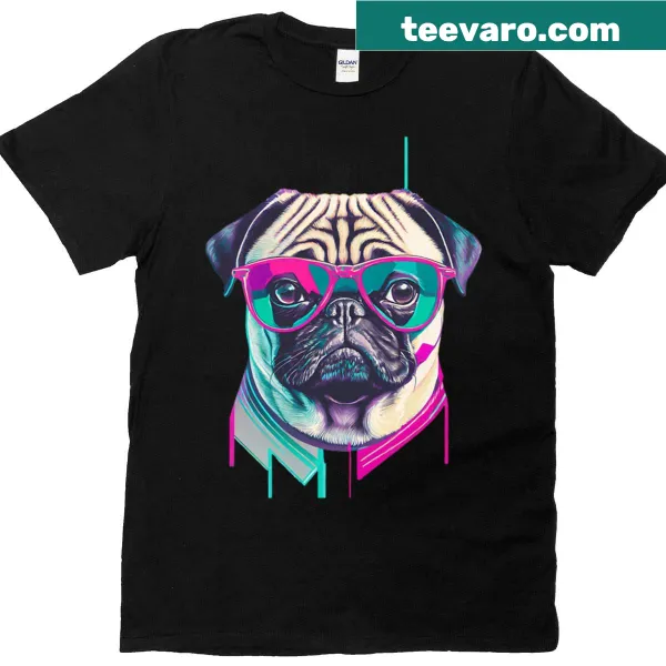 Cute T-shirt featuring Percy the party pug in a festive design.