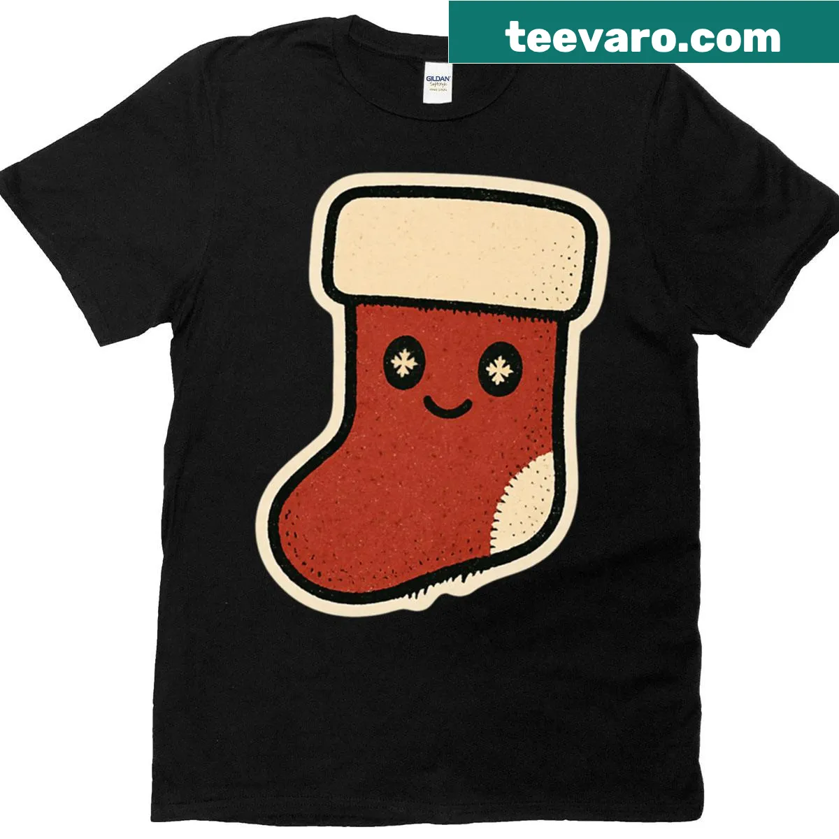 Vintage t-shirt featuring retro horror characters in a stocking design — on a men's t-shirt