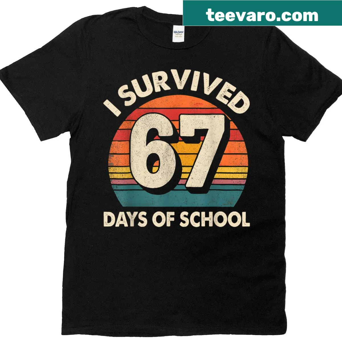 Funny retro student tee celebrating school survival — on a men's t-shirt
