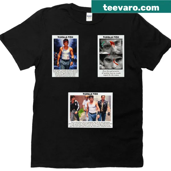 T-shirt featuring artistic design inspired by 'Rumble Fish' movie