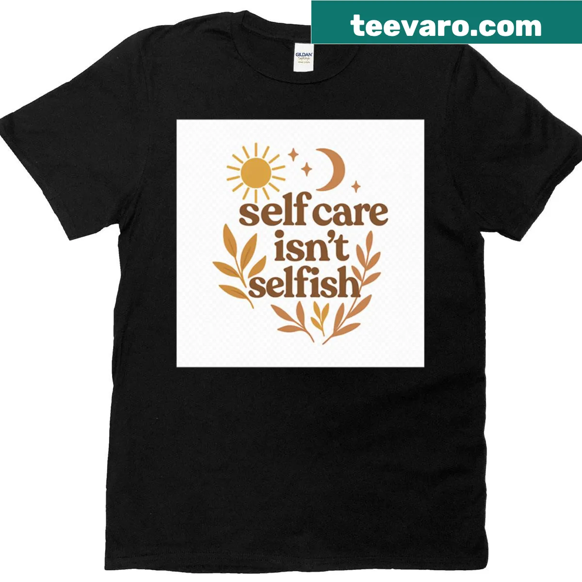 Retro t-shirt with wellness quote: 'Self Care Isn't Selfish' — on a men's t-shirt