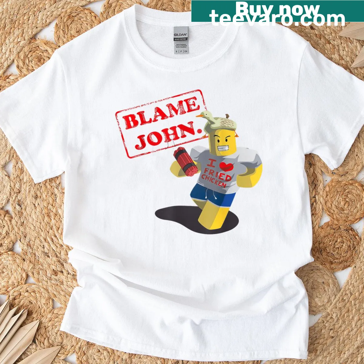 Witty humor graphic on a T-shirt exploring themes of blame — on a men's t-shirt