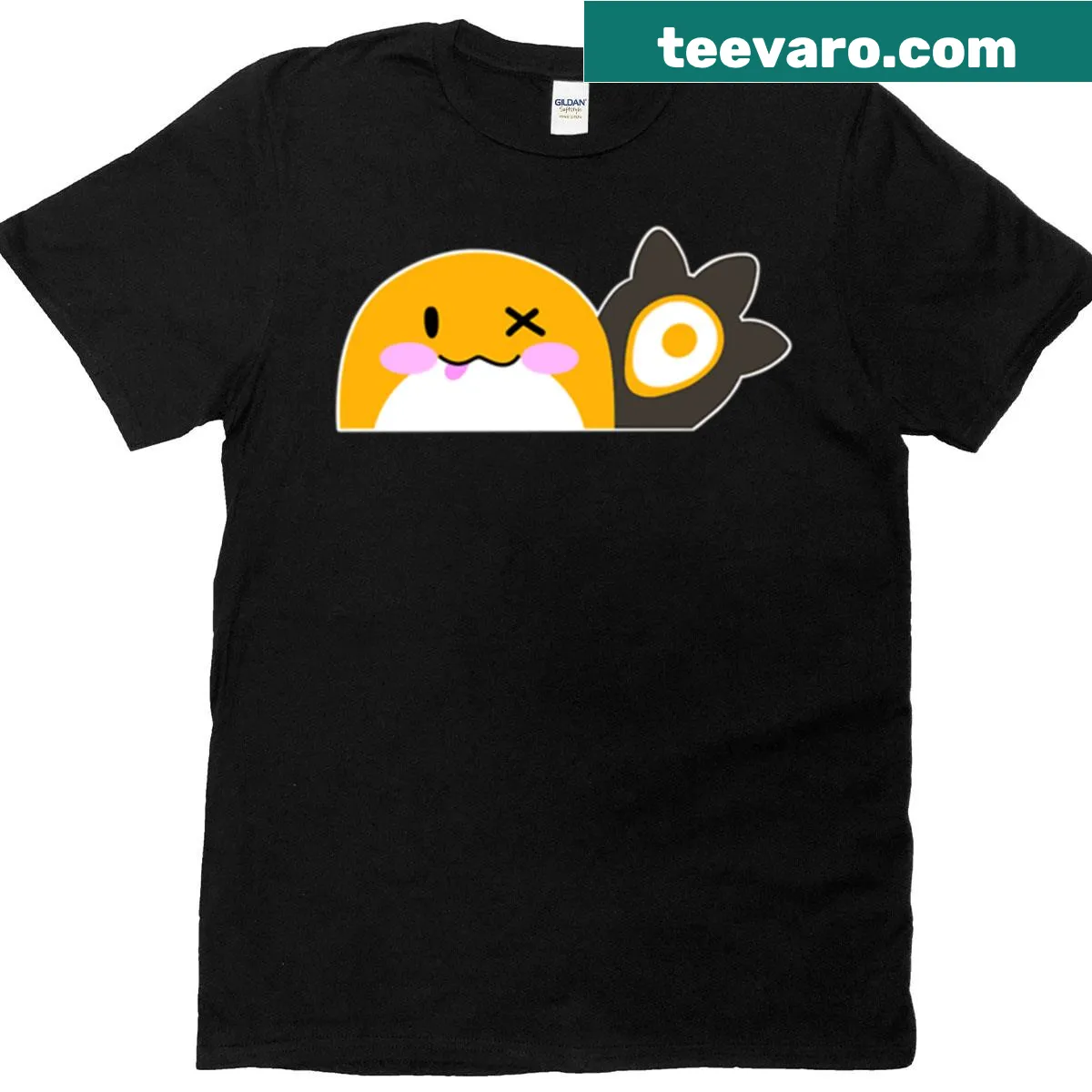 Playful graphic t-shirt featuring a peeking Grem character — on a men's t-shirt