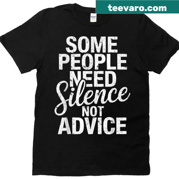 Funny introvert T-shirt with text about silence and advice.
