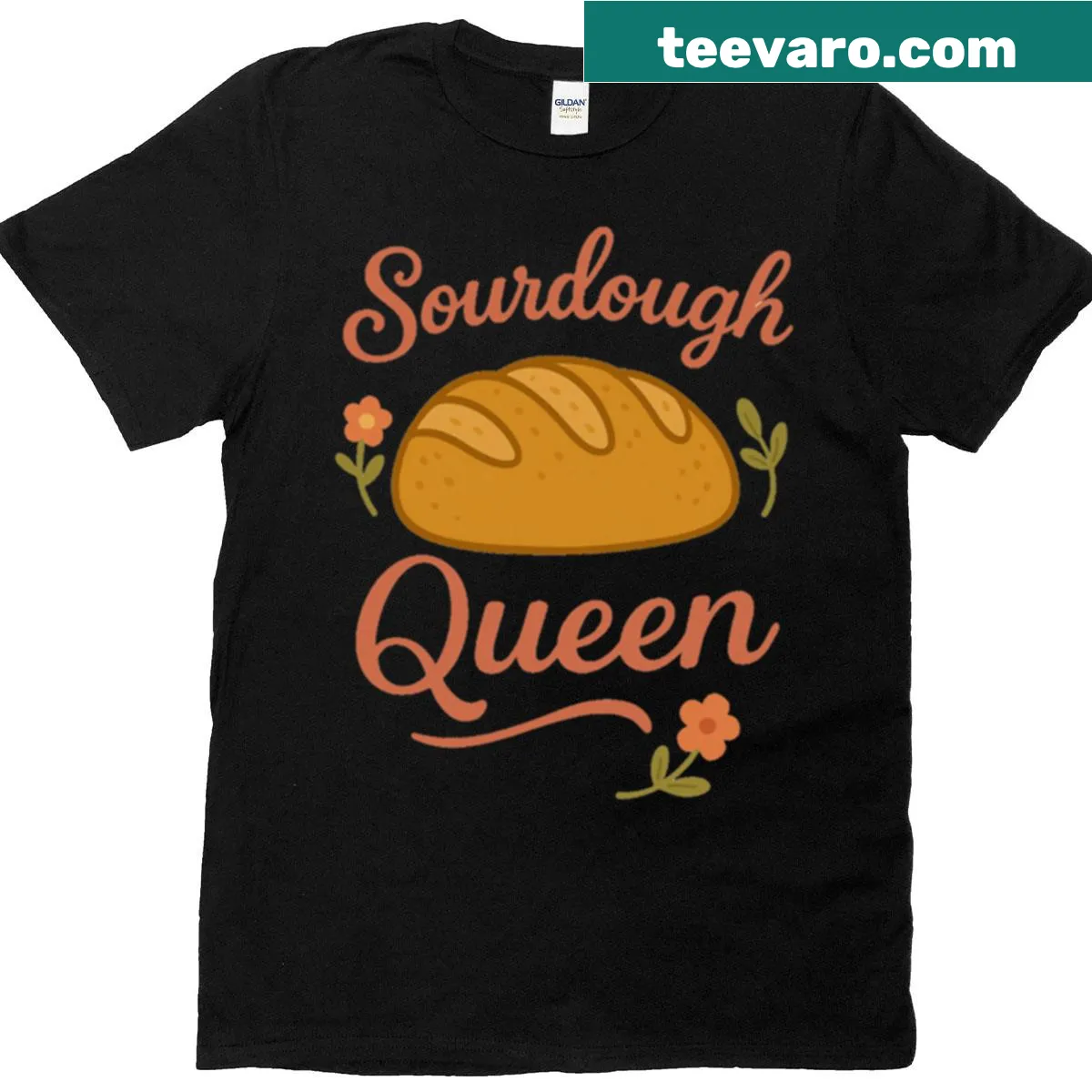Text 'Sourdough Queen' in a playful font for baking enthusiasts. — on a men's t-shirt