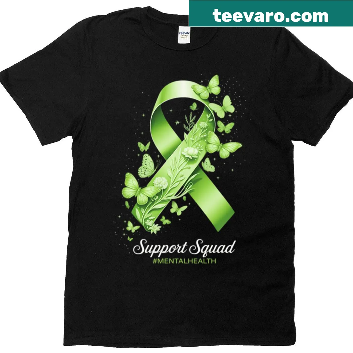 Mental health awareness ribbon graphic on a casual t-shirt. — on a men's t-shirt