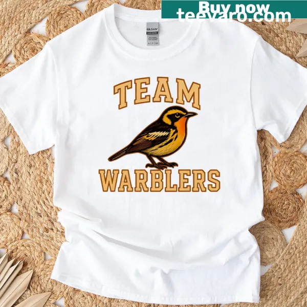 Vintage design of Blackburnian Warbler on an oversized t-shirt