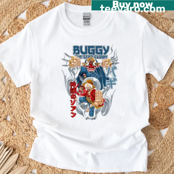 Whimsical clown design on a chaotic background T-shirt