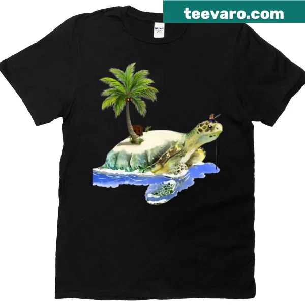 Illustrated T-shirt featuring a serene turtle in clear waters
