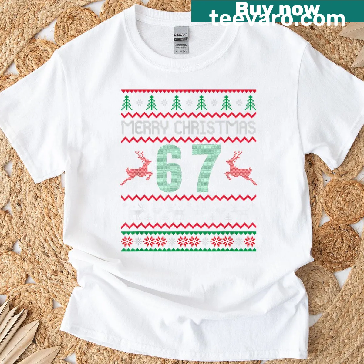 Retro ugly Christmas design on a t-shirt — on a men's t-shirt