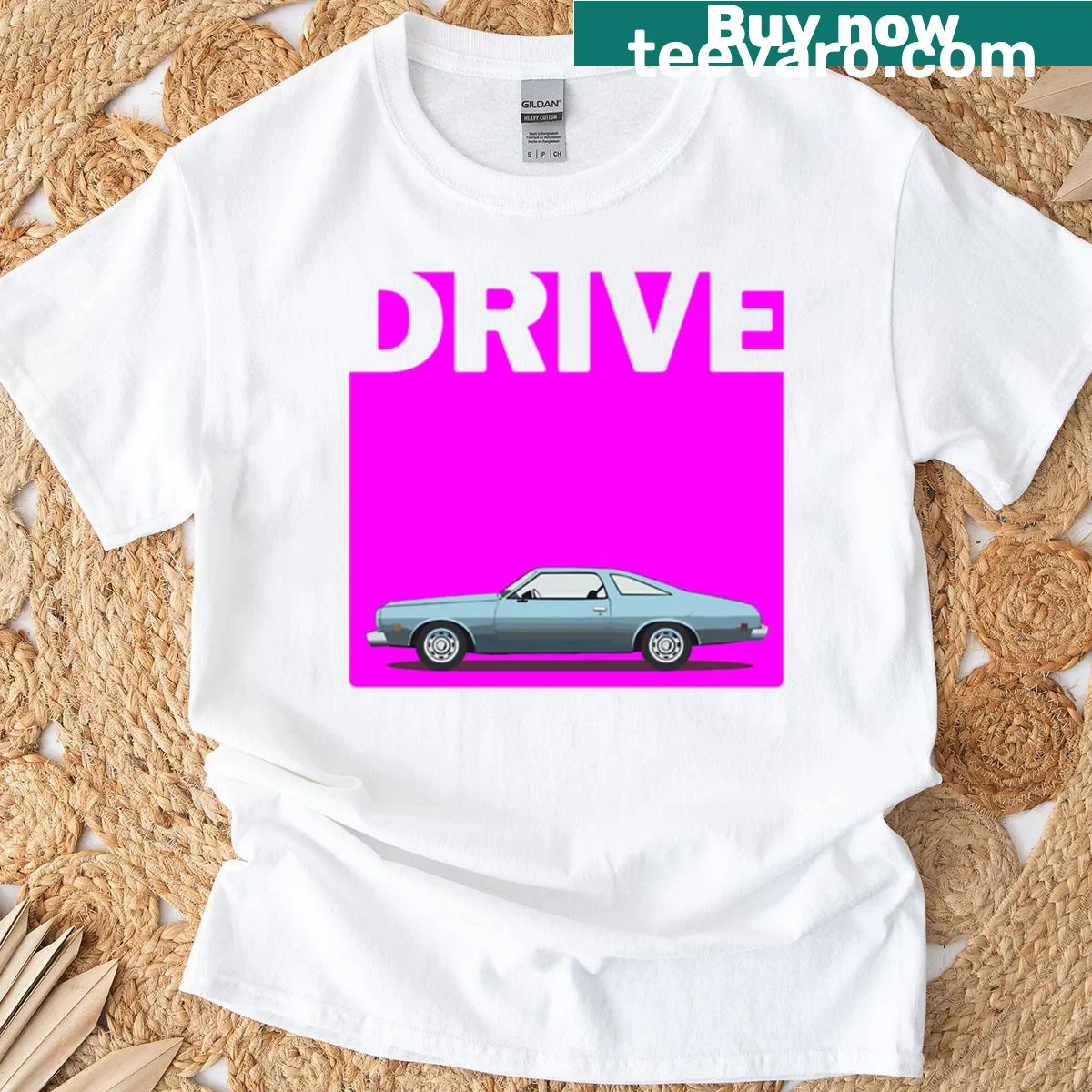 Distressed t-shirt featuring vintage cars in a nostalgic design — on a men's t-shirt