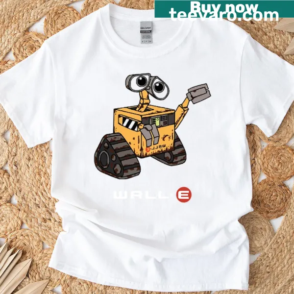 Cartoon-style T-shirt featuring Wall E and robotic theme